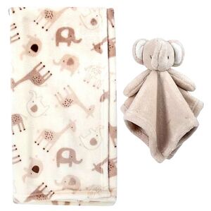 Jessica Simpson Zoo Animal Baby Blanket with Elephant Lovey 2 Piece Set